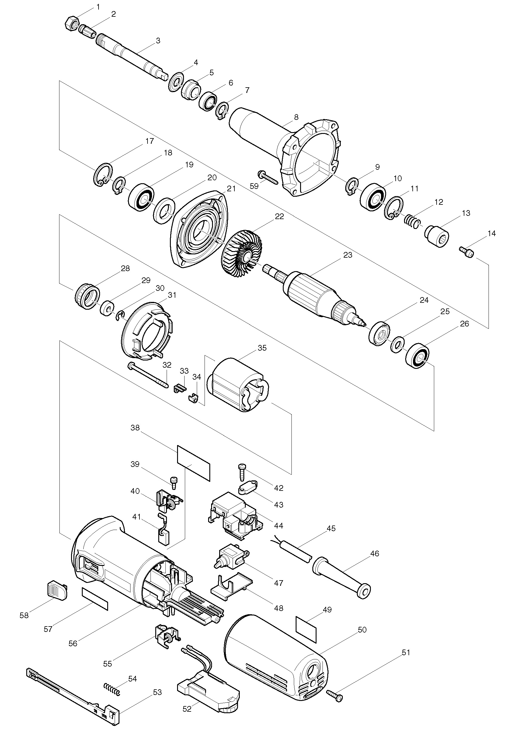 Запчасти для Makita GD0800Cсхема инструмента, заказать детали с доставкой,  наличие, цена