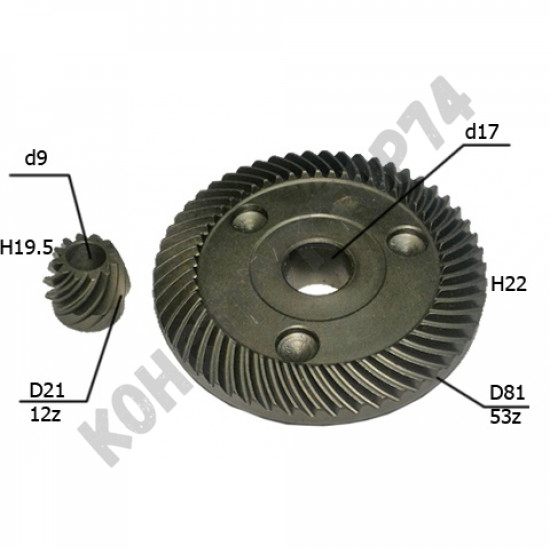 Шестерни для болгарки УШМ Makita GA9020, 9030, 9040 (227491-2, 227490-4)