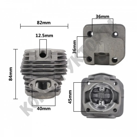 Поршневая группа Хускварна 5200, 5220, Штиль 362, 440 и др. (китайские бензопилы 45-52см3, цыганка), диаметр 45мм