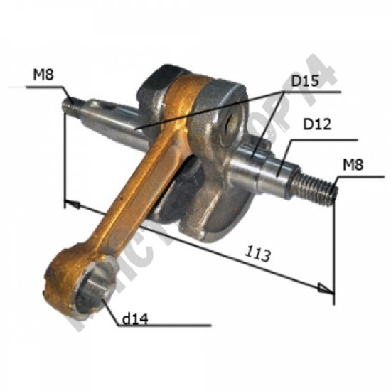 Коленвал бензокосы Huter GGT1900S, GGT1900T, GGT2500S, GGT2500T, GGT2900S, GGT2900T