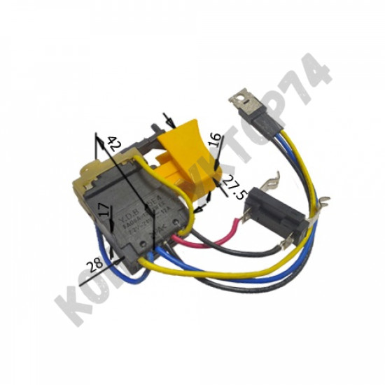 Выключатель (кнопка) FA08A-12/1WEK для аккумуляторного шуруповерта 7.2V-24V 12A (короткая клавиша)