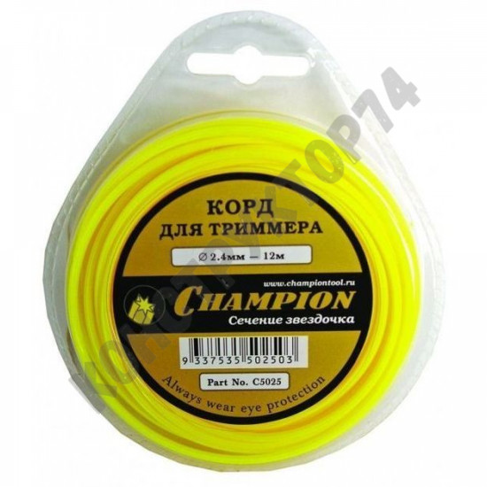 Леска триммерная CHAMPION Star 2.4мм* 12м (звезда)