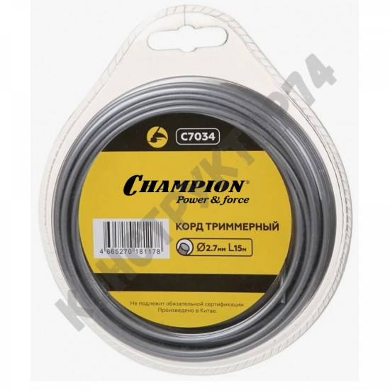 Леска триммерная / Корд CHAMPION Aluminium 2.7мм*15м (сечение - круг) Леска триммерная / Корд CHAMPION Aluminium 2.7мм*15м (сечение - круг)