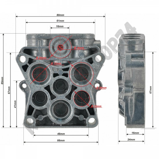 Корпус насоса для мойки CHAMPION HP5190, 5210, 5240, 6140, 6170, 6171 (сторона клапанов)