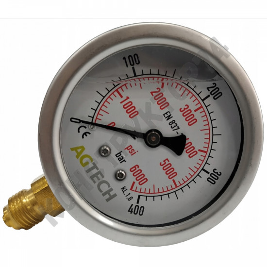 Манометр гидравлический 400 Bar (резьба - 1/4" (13 мм), диаметр - 62 мм)