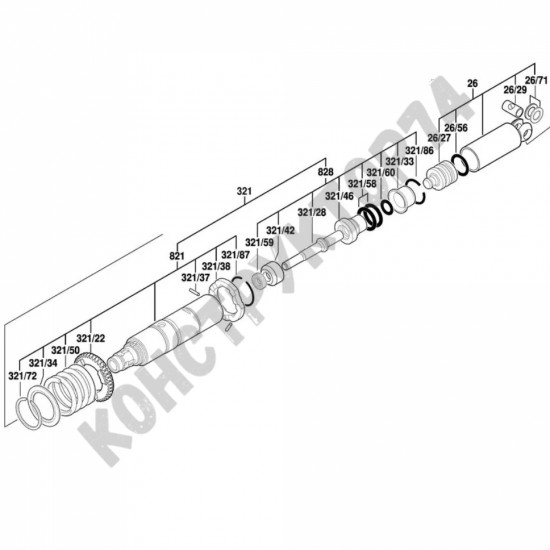 Ствол в сборе для перфоратора BOSCH GBH2-28F, GBH2-28DFV, GBH3-28DFR (16170006BU)