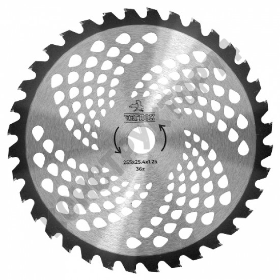 Нож / Диск для бензо/электрокосы 36 зуб. (255*25,4 мм). С победитовыми напайками