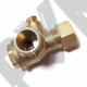 Обратный клапан 12BAR для компрессора (резьба - 1/2" - 1/2" - 1/8"), с гайкой под шланг 12мм, ЛАТУНЬ