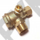 Обратный клапан 12BAR для компрессора Fubag B2800B/100, FC2, F1-241/50 (резьба - 1/2" - 3/8" - 1/8"), с гайкой под шланг 10мм, ЛАТУНЬ
