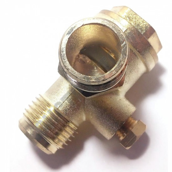 Обратный клапан 12BAR для компрессора REMEZA LB30, LB40, LH20 (резьба - 1/2" - 1/2" - 1/8") ЦИНК