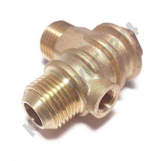 Обратный клапан 16BAR для компрессора 3065 (резьба - 1/2" - 1/2" - 1/8") ЛАТУНЬ