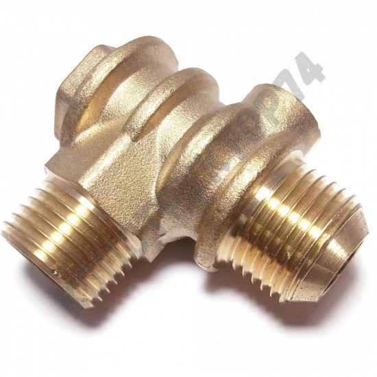 Обратный клапан 16BAR для компрессора 3065 (резьба - 1/2" - 1/2" - 1/8") ЛАТУНЬ