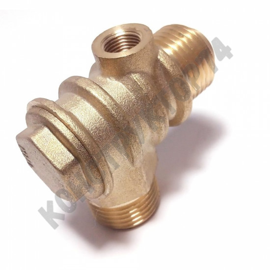 Обратный клапан 16BAR для компрессора 3065 (резьба - 1/2" - 1/2" - 1/8") ЛАТУНЬ