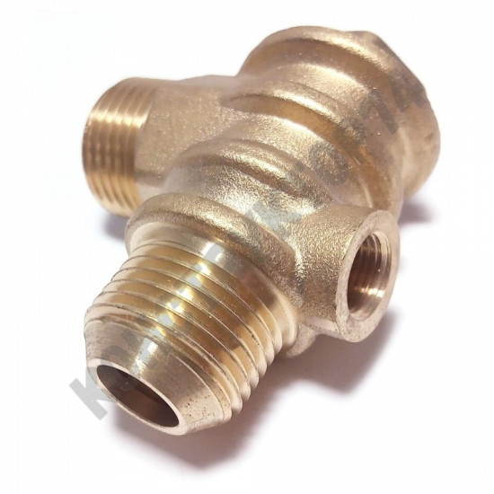 Обратный клапан 16BAR для компрессора 3065 (резьба - 1/2" - 1/2" - 1/8") ЛАТУНЬ