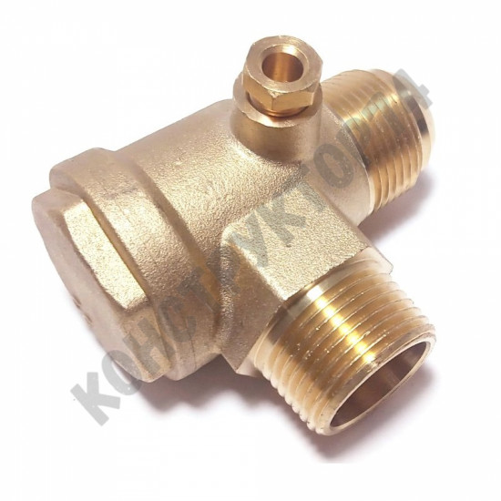 Обратный клапан 16BAR для компрессора (резьба - 3/4" - 3/4" - 1/8" под трубку) ЛАТУНЬ
