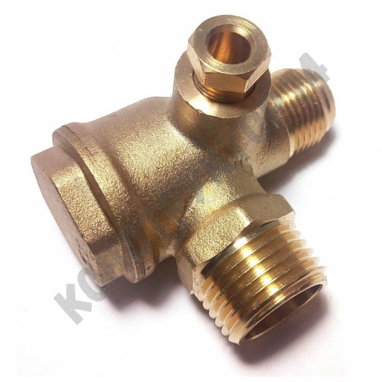 Обратный клапан 12BAR для компрессора (резьба - 1/2" - 3/8" - 1/8" под трубку) ЛАТУНЬ Обратный клапан 12BAR для компрессора (резьба - 1/2" - 3/8" - 1/8" под трубку) ЛАТУНЬ