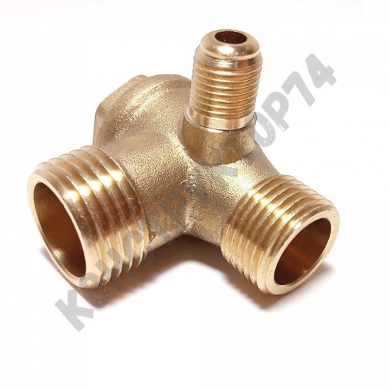 Обратный клапан 12BAR для компрессора (резьба - 1/2" - 3/8" - 1/8") ЛАТУНЬ