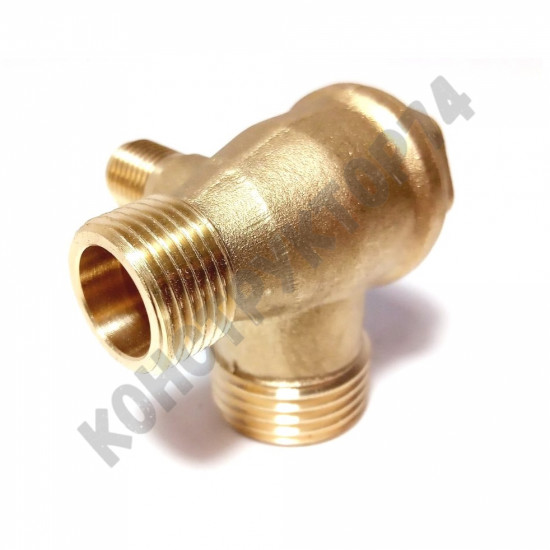 Обратный клапан 12BAR для компрессора (резьба - 1/2" - 3/8" - 1/8") ЛАТУНЬ