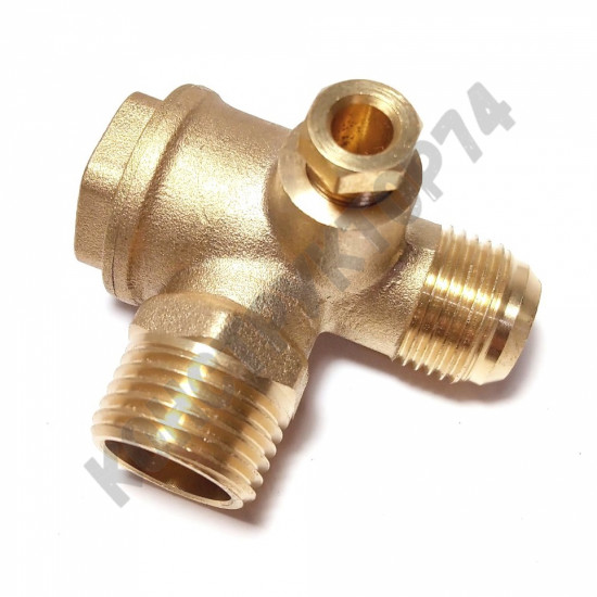 Обратный клапан 12BAR для компрессора (резьба - 1/2" - M3/4" - 1/8") ЛАТУНЬ