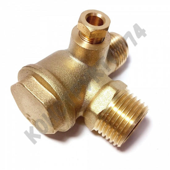 Обратный клапан 12BAR для компрессора (резьба - 1/2" - M3/4" - 1/8") ЛАТУНЬ