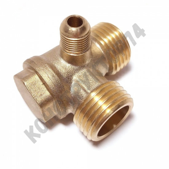 Обратный клапан 12BAR для малого компрессора (резьба - 1/2" - 1/2" - 1/8") ЛАТУНЬ Обратный клапан 12BAR для малого компрессора (резьба - 1/2" - 1/2" - 1/8") ЛАТУНЬ