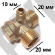 Обратный клапан 12BAR для малого компрессора (резьба - 1/2" - 1/2" - 1/8") ЛАТУНЬ Обратный клапан 12BAR для малого компрессора (резьба - 1/2" - 1/2" - 1/8") ЛАТУНЬ