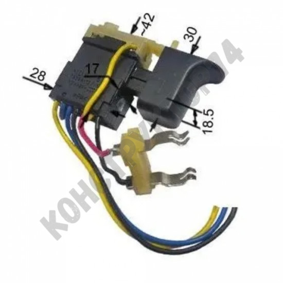 Выключатель / Кнопка FA08A-12/1WEK для аккумуляторного шуруповерта 7.2V-24V 12A (длиный рычаг реверса)