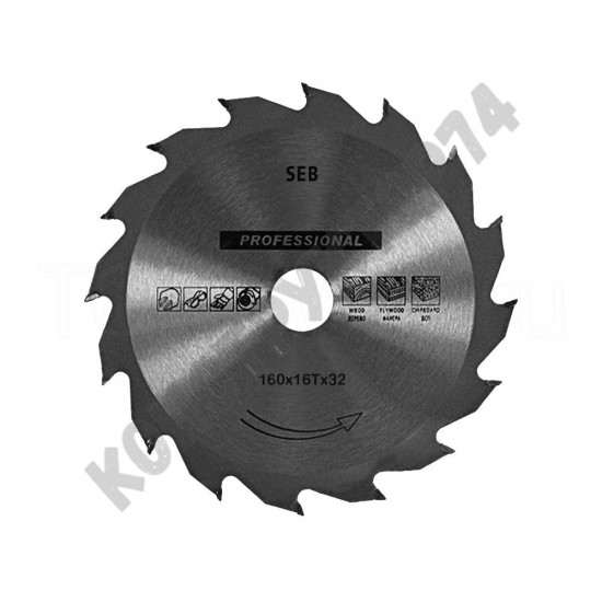 Диск пильный по дереву 160х32/30 мм 16Z с победитовыми напайками