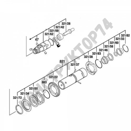 Ствол (патрон) перфоратора Bosch GBH 2-24D, 2-26DRE  в сборе замена 1617000564