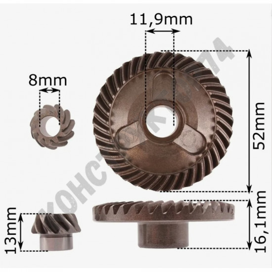 Шестерни для болгарки УШМ Makita 9562, 9564, 9565C / CV / H (226795-9, 226794-1)