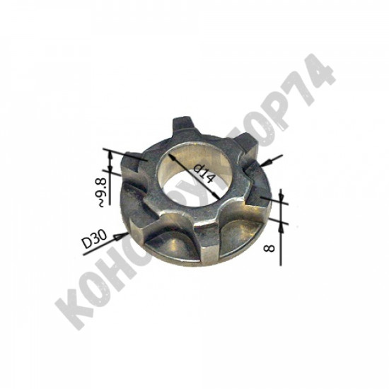 Звездочка для цепной пилы Интерскол ПЦ-16, ПЦ-16/2000Т, Sturm CC9922 6 зубов (Dвн. 14мм, Dнар. 30мм, H 10мм)