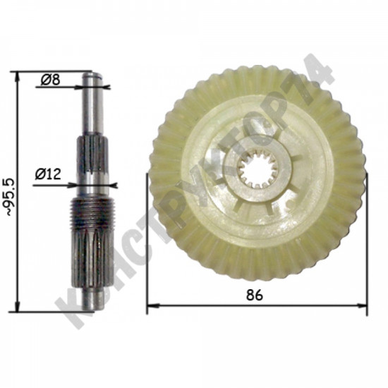Шестерня электропилы Sturm CC9922, Stern 405 YT, Энергомаш ПЦ99220, Vorskla, Витязь, Протон, Тайга, Pro Craft, Темп и пр.