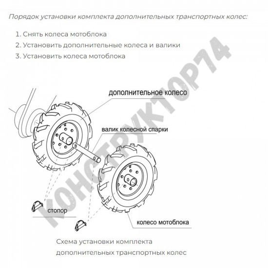 Комплект дополнительных транспортных колес Нева 4.00-8