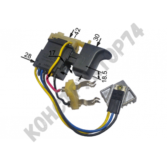 Выключатель (кнопка) FA08A-12/1WEK для аккумуляторного шуруповерта 7.2V-24V 12A (толстая клавиша)