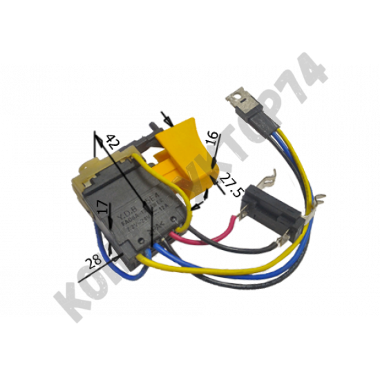 Выключатель (кнопка) FA08A-12/1WEK для аккумуляторного шуруповерта 7.2V-24V 12A (короткая клавиша)