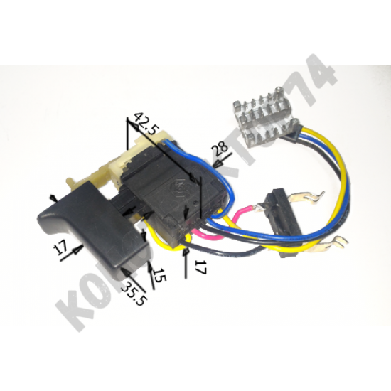 Выключатель (кнопка) FA08A-12/1WEK для аккумуляторного шуруповерта 7.2V-24V 12A (длинная клавиша)