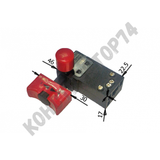 Выключатель (кнопка) SW-K01 4(4)А для перфоратора, лобзика (толстый фиксатор, регулировка оборотов)