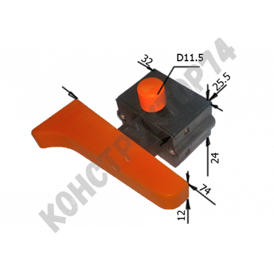 Выключатель (кнопка) FA4-12/2BD 12A (с толстым фиксатором) для китайских болгарок (УШМ), электропилы