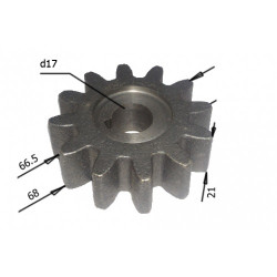 Шестерня бетономешалки 12 зубов, тип 3 (внутренний диаметр - 17мм; высота зуба - 21мм)