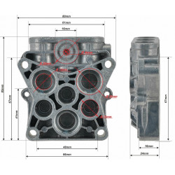 Корпус насоса для мойки CHAMPION HP5190, 5210, 5240, 6140, 6170, 6171 (сторона клапанов)