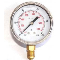 Манометр гидравлический 100 Bar (резьба - 1/4" (13 мм), диаметр - 62 мм)