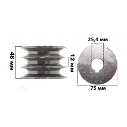 Шкив двигателя 25,4x75x3A, для мотокультиватора, снегоуборщика и пр. бензиновой техники