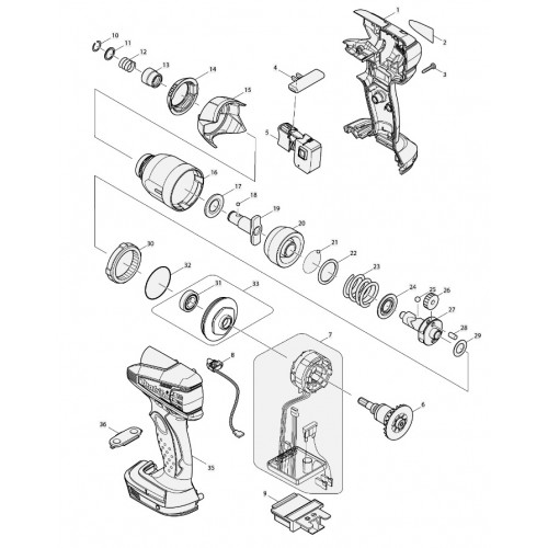 Запчасти для аккумуляторного гайковерта Makita BTD133