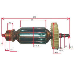 Ротор (якорь) болгарки Sturm, Omax, Stern AG230B, Walle (2400Wt)