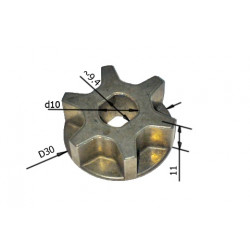 Звездочка для цепной пилы 6 зубов (Dвн. 10x8,5мм, Dнар. 30мм, H 11мм)