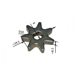 Звездочка для цепной пилы Парма М3, Expert, Тайга, Протон 7 зубов (Dвн. 10x8мм, Dнар. 35мм, H 8,3мм)