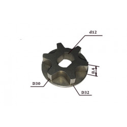 Звездочка для цепной пилы 6 зубов (Dвн. 12x9мм, Dнар. 32мм, H 8,5мм)