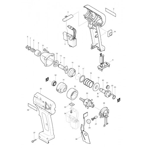 Запчасти для аккумуляторного гайковерта Makita BTD042