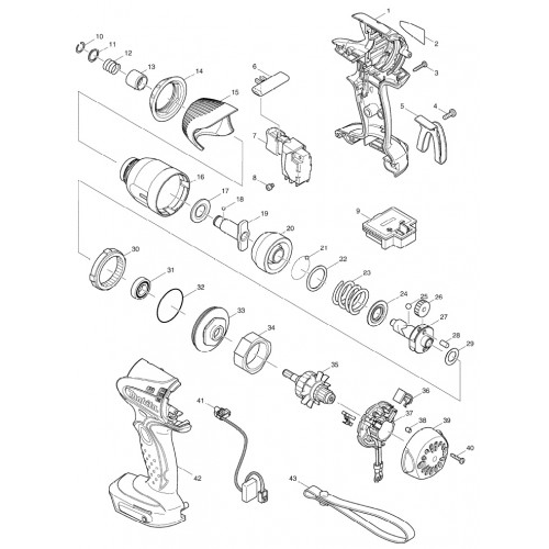 Запчасти для аккумуляторного гайковерта Makita BTD130F