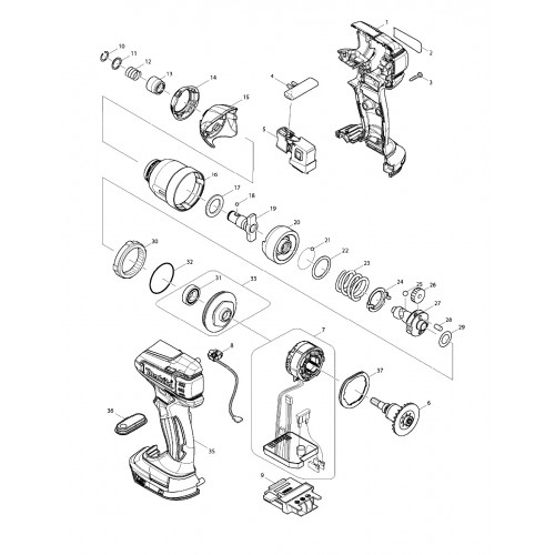 Запчасти для аккумуляторного гайковерта Makita BTD136